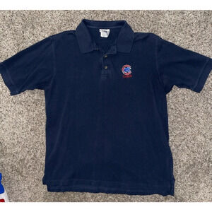 Vintage MLB Mens Chicago Cubs Polo Shirt XL Baseball Navy Blue Vintage Lee Sport